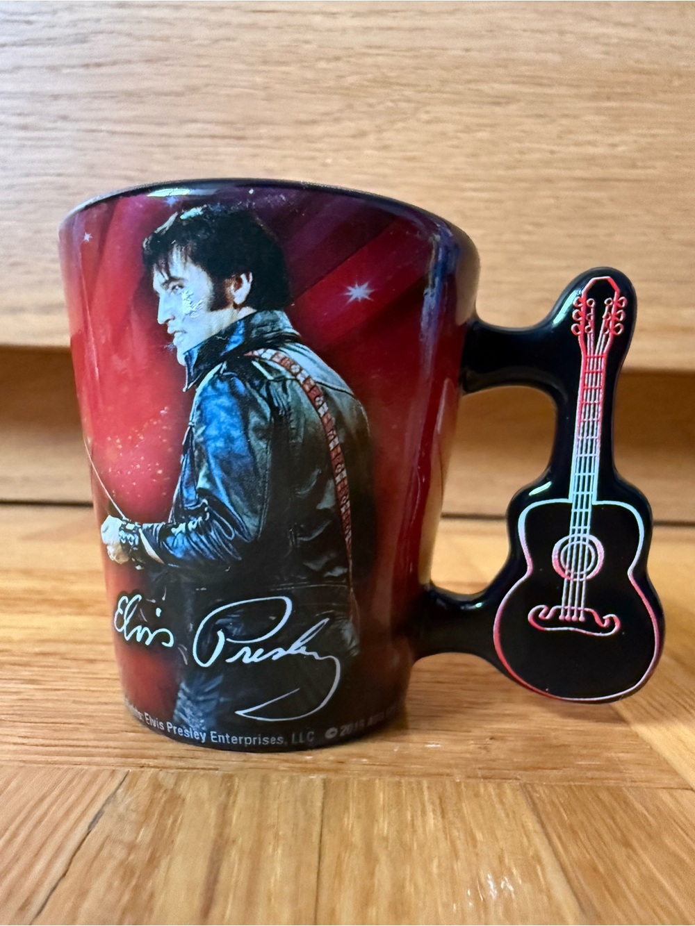 Elvis Presley Red Guitar-Handle Ceramic Shot Glass Licensed Music Icon Design